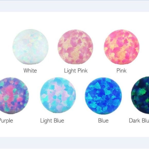 14k Solid White Gold Lab Created Synthetic Opal Fiery Pushback Studs Size 10mm - Picture 2 of 5